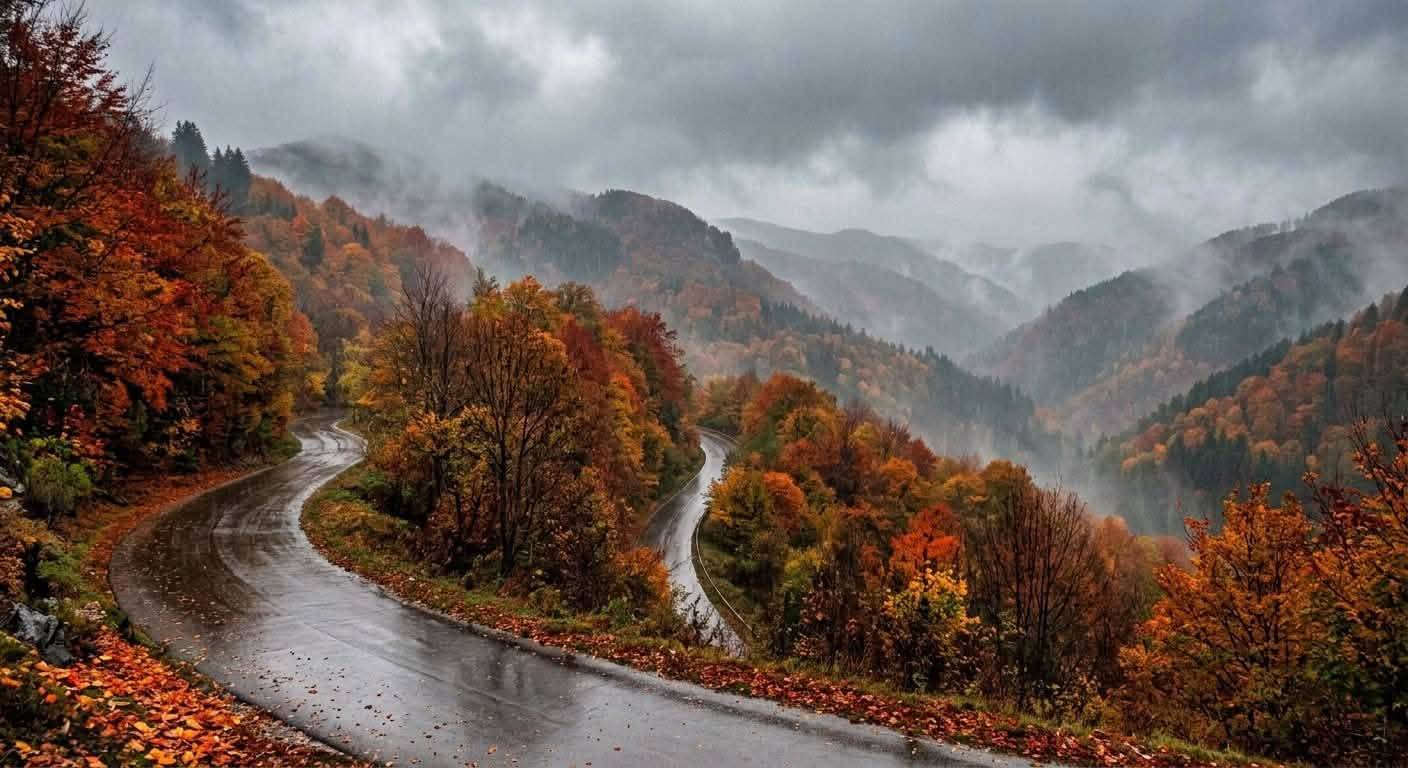 Облачно и дъждовно есенно време